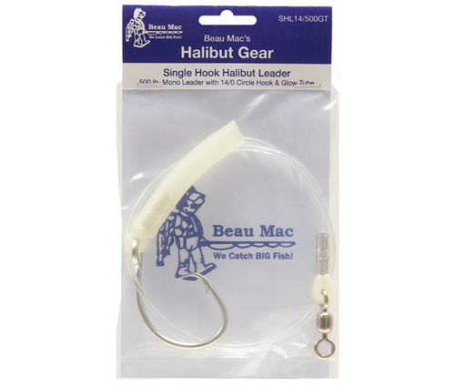 Beau Mac Single Circle Hook Halibut Leader w/Glow Tubing