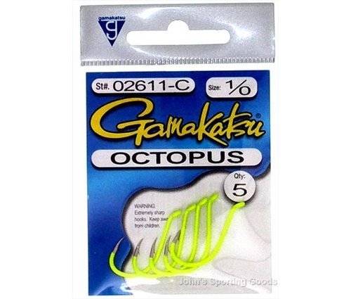Gamakatsu Octopus Hooks Size 6 Green 10 Count #02307-g for sale online