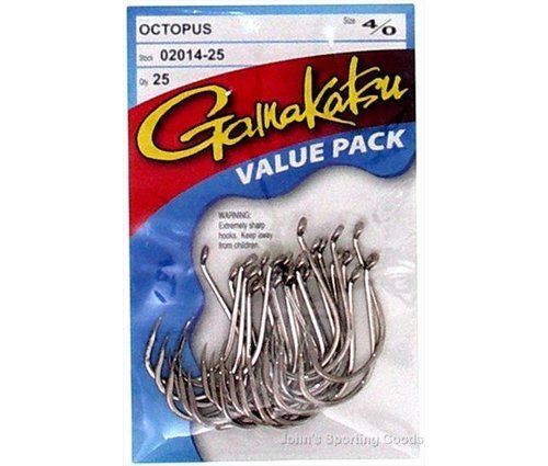 Gamakatsu Octopus Hooks 2 / 0 6 Pack Black Nickel