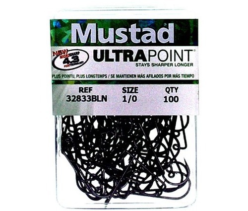 Mustad BeakOctopus 1XStrong Rev UpEye-BlackNickel Sz 1 10 ct