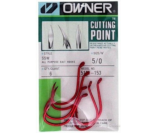 Owner 5311-123 SSW Bait Hooks w/Cutting Point 2/0 Hook Red Pro Pack Qty:43 
